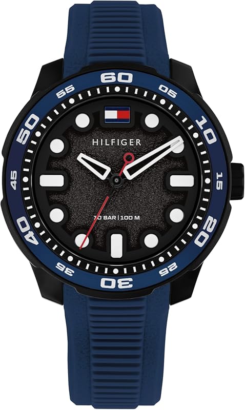 Tommy Hilfiger Reloj analógico de Cuarzo jóvenes con Correa de Silicona Azul
