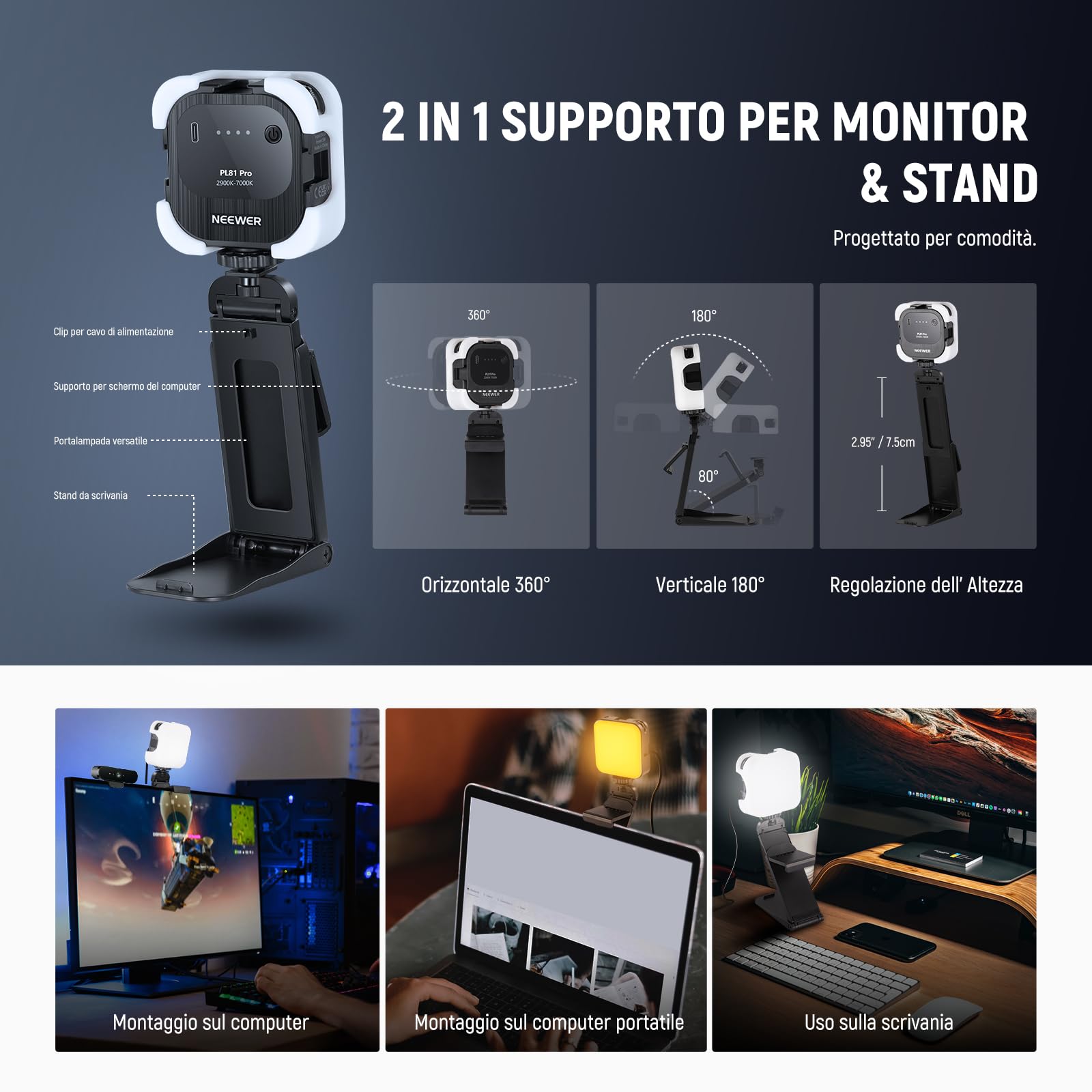 NEEWER 10 20W LED Ring Light con Supporto da Tavolo e Portatelefono per iPhone Laptop, Bicolore 2900K-7000K, USB C PD, CRI97+ 1660LX/0,5m, Luce per Selfie Trucco Video TikTok Videoconferenza, RH10B