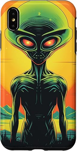 Vista 13 de iPhone 14 Pro Max Cute Green Alien Head UFO Space Face Alien Case