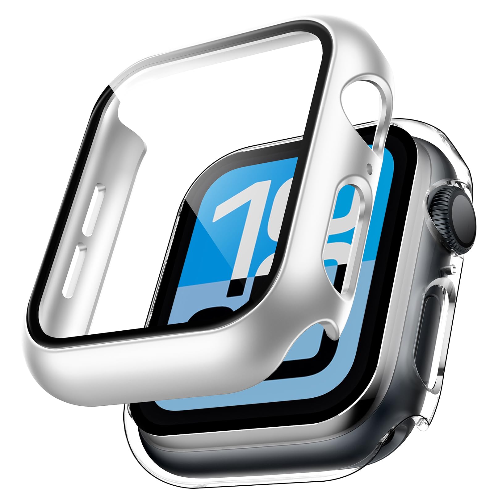 TAURI 2 Pack Hard Case for Apple Watch SE 3 /Series 6/5/4 /SE 44mm with 9H Tempered Glass Screen Protector, [Touch Sensitive] [Full Coverage] Slim Bumper Protective Cover for iWatch 44mm - Black — view 12