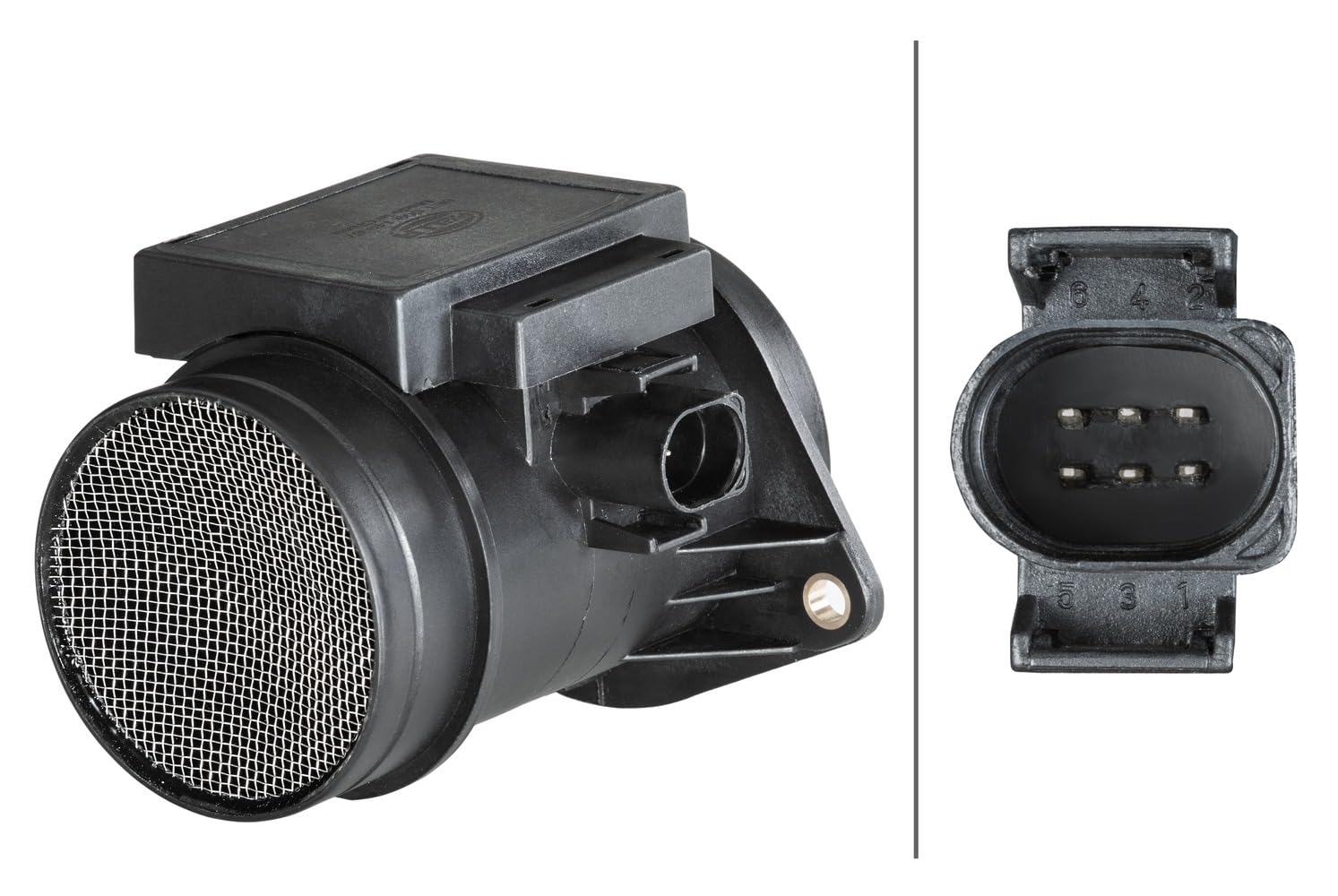 HELLA 8ET 009 149-671 Debimetro - 6a... poli - Bocchettone di tubo | Compatibile con: AUDI A3, A4 B5, A4 B5 Avant, A6 C4, A6 C4 Avant, CABRIOLET B3, FORD GALAXY I, GALAXY MK I VAN, SEAT ALHAMBRA