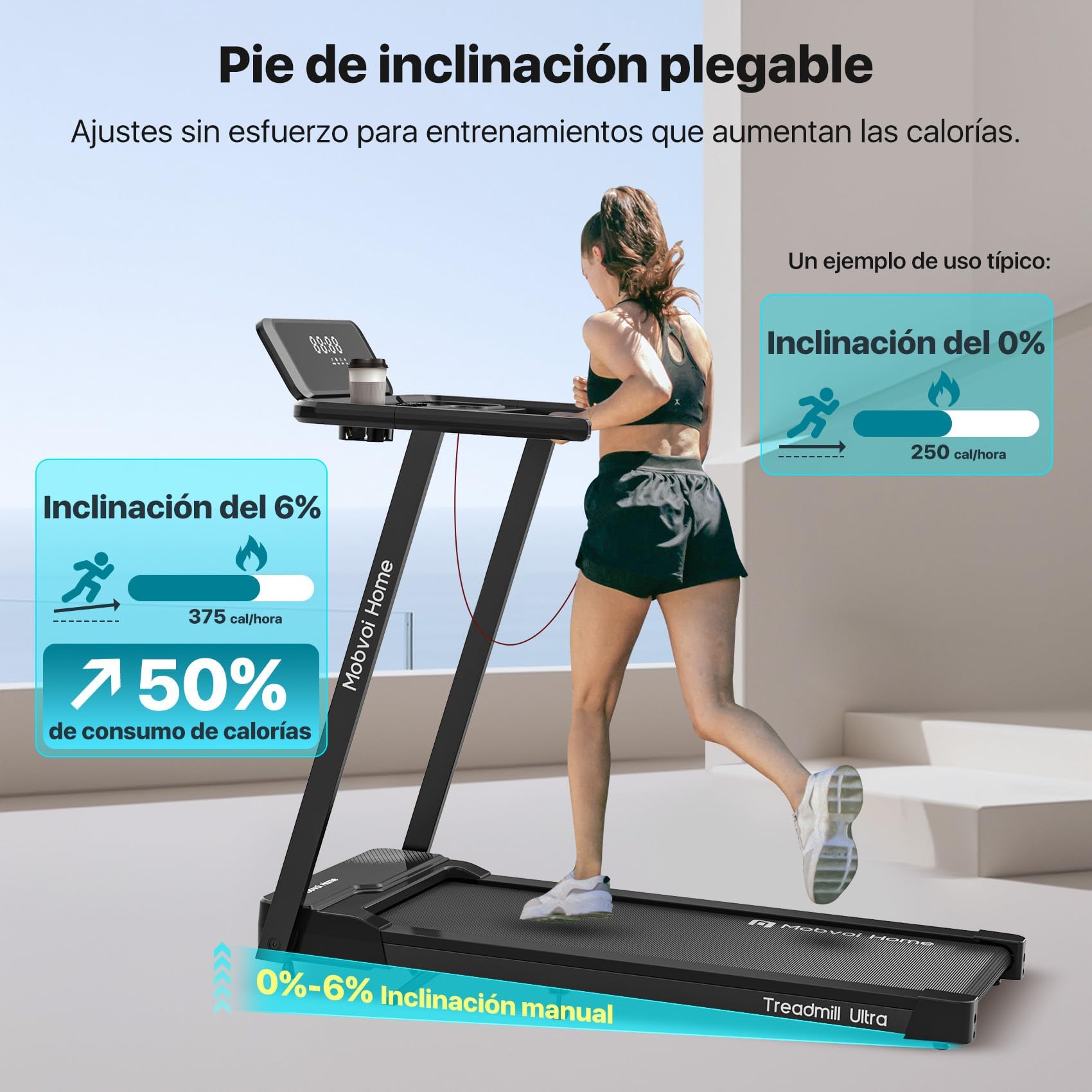 Mobvoi Cinta de Correr 3 en 1 Cinta de Correr Casera Plataforma para Caminar en Casa，Cintas de Correr eléctricas, Cintas de Correr para Oficina，12 km/h 120 kg