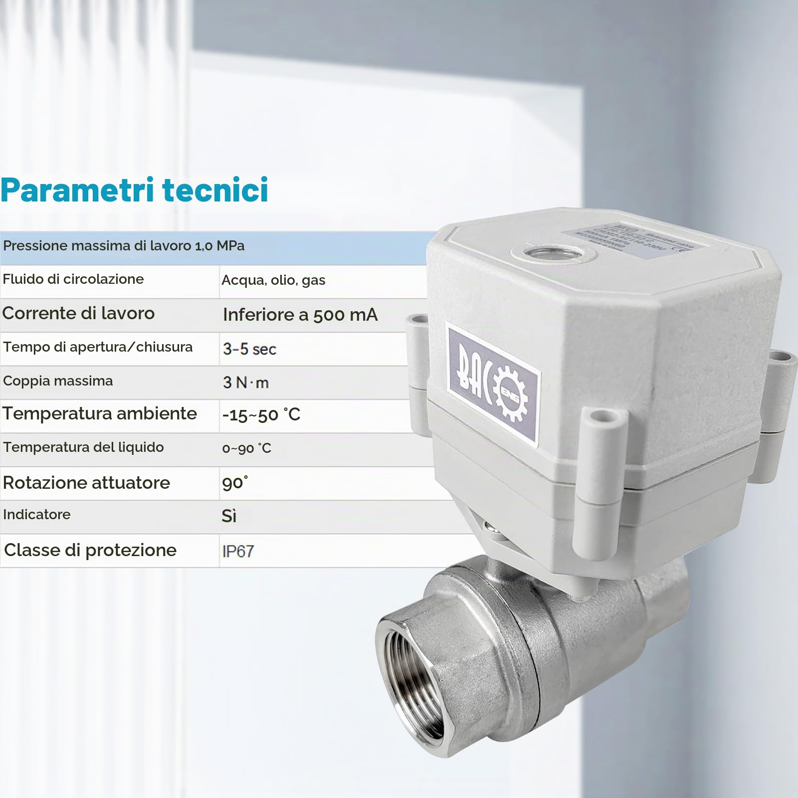 BACOENG Valvola Motorizzata AC110-230V 2 Vie 1" DN25 Acciaio Inox Elettrica Valvola a Sfera Motorizzata Elettrovalvola NC