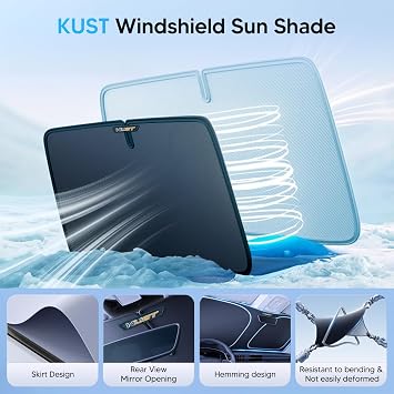 KUST Windshield Sun Shade for Ford Fusion 2013-2020 2021 Accessories Window Screen Sun Visor Protector Foldable Blocks UV Rays Keep Car Cooler