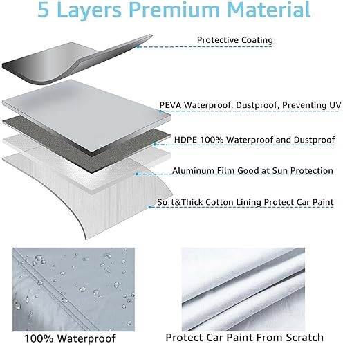 Miniatura 6 de Layers Car Cover Compatible with Mazda Mazda2 Mazda3 Mazda5 Mazda6 Waterproof All Weather Windproof Snowproof UV Anti-Bird droppings Not Easy to