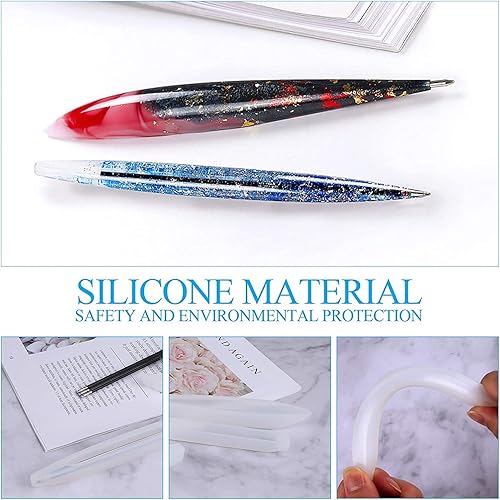 Miniatura 4 de JANYUN 3 piezas de moldes de resina con forma de bolígrafo, moldes de silicona, moldes de resina epoxi, moldes de resina con 75 bolígrafos de