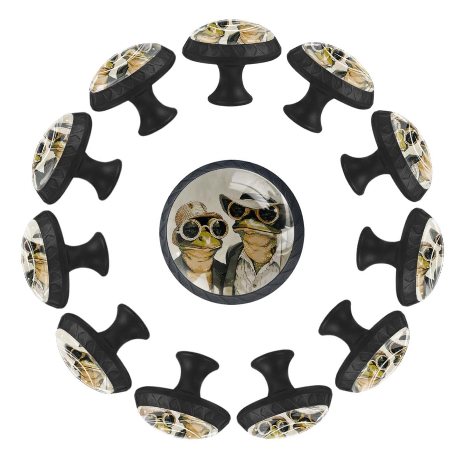 Boutons de tiroir en verre de style rétro en lot de 12 pièces transparentes