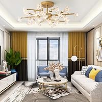 Vista 3 de Lámpara de araña de Cristal, moderna y sencilla, luz LED de techo, 10 Luces, para cocina, comedor, sala de Estar, Dorada, 18 Luces