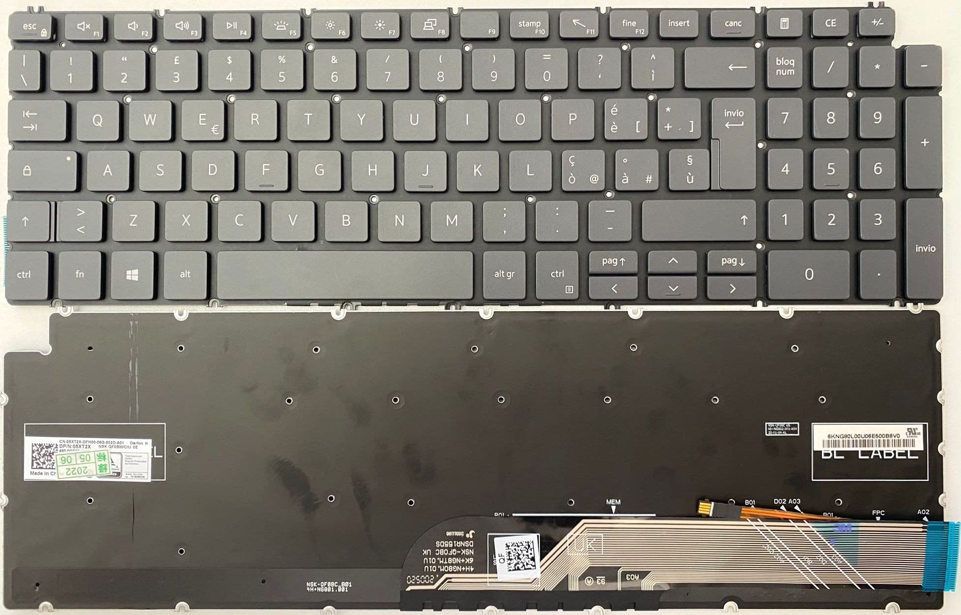 INFOELETTRONICA LO STORE DELLA CONVENIENZA E QUALITA' Tastiera Italiana RETROILLUMINATA per dell INSPIRON 7590 5584 5590 5593 5594 5598 15-7591