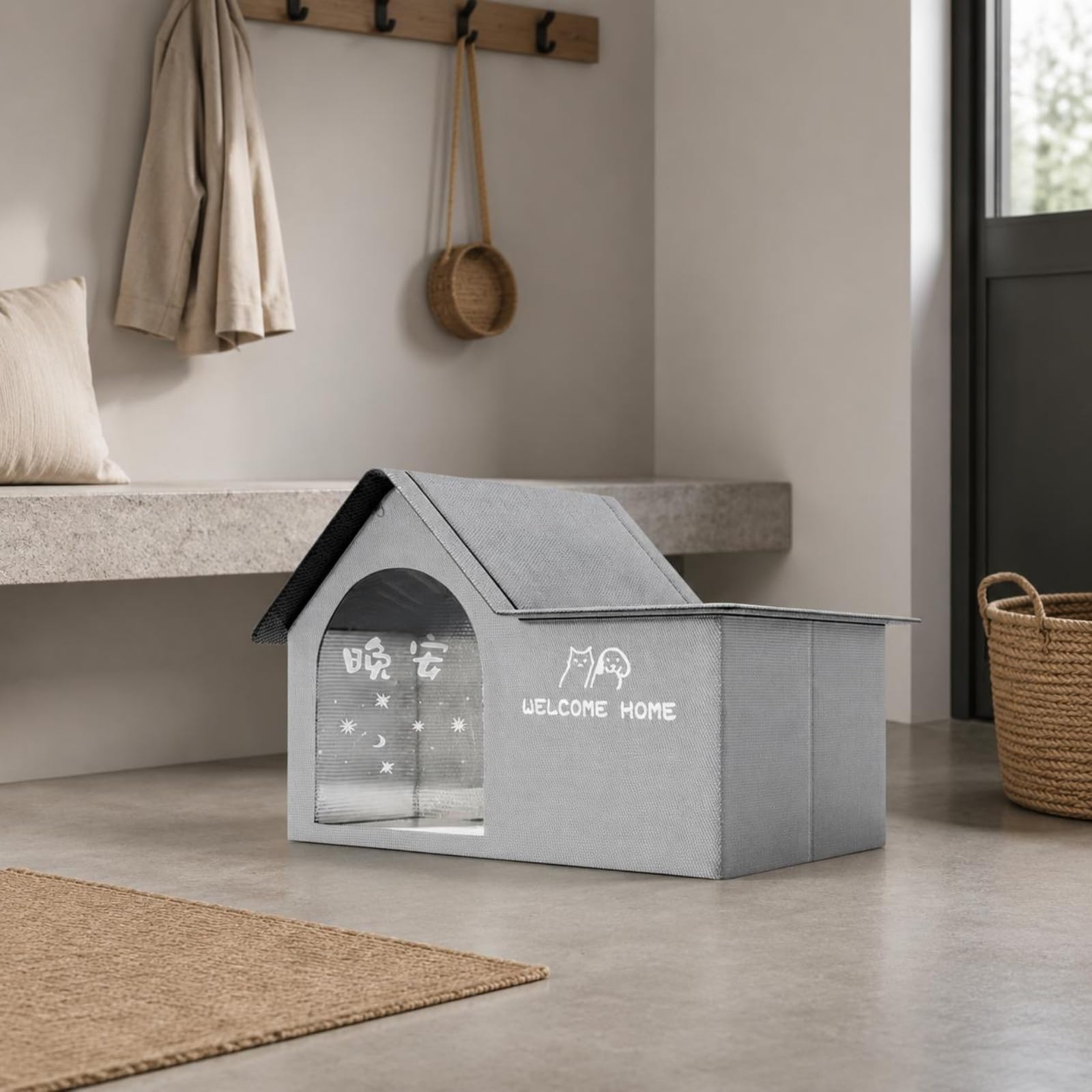 Gralara Niche Chat Rafraîchissante Effet Climatisé Igloo Chat Froid Fraîcheur Longue Durée Accessoire Accessoire pour Animaux pour Canicule, Grand