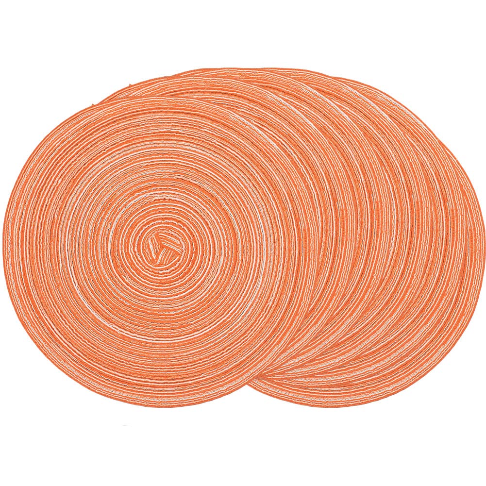 Scf2017 Orange Set Of 6 Round Woven Cotton Yarn Placemats 30Cm Table Mats(Orange)