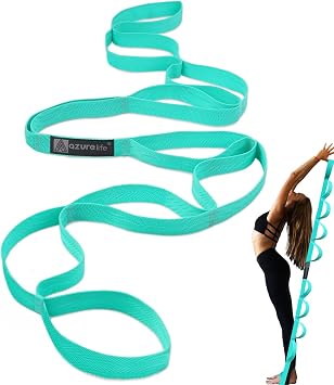 A AZURELIFE Premium Durable Stretch Straps with Loops, Stretching Strap for Physical Therapy, Multi-Loop Yoga Strap Fitness Exercise Strap for Yoga, Pilates, Dance, Flexibility&Exercise