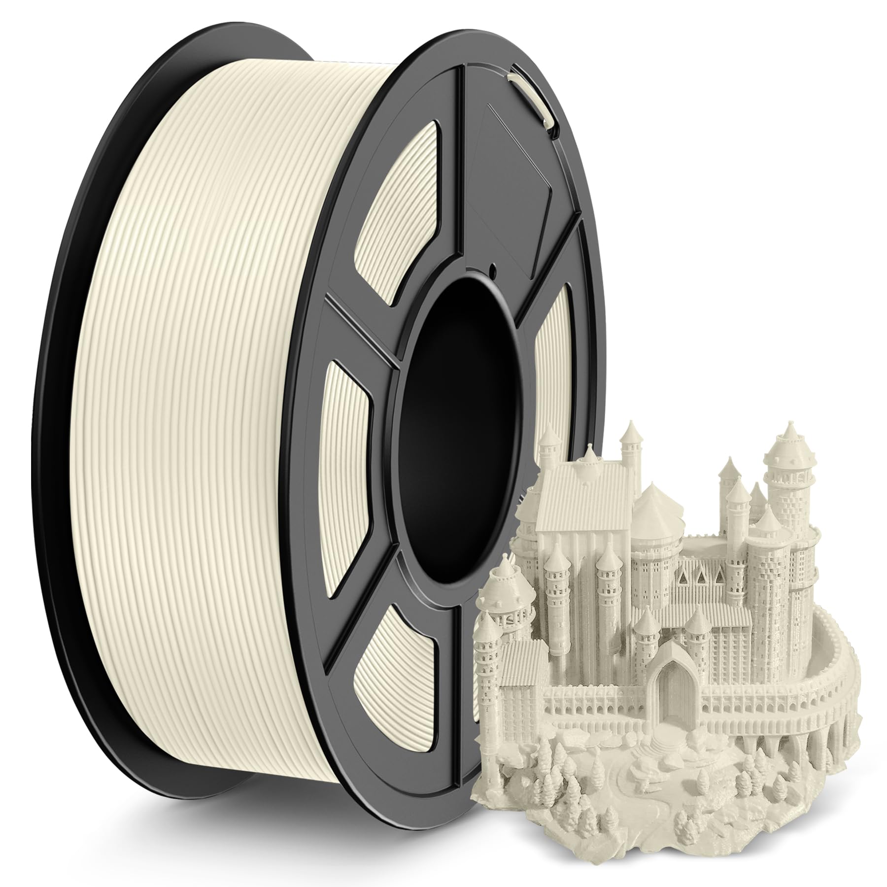 SUNLUPLA 3D Printer Filament, No String PLA Filament 1.75mm, Neatly Wound AntiString PLA 3D Printing Filament, Fast Printing for 3D Printer, Dimensional Accuracy +/- 0.02 mm,1KG,APLA Cream White