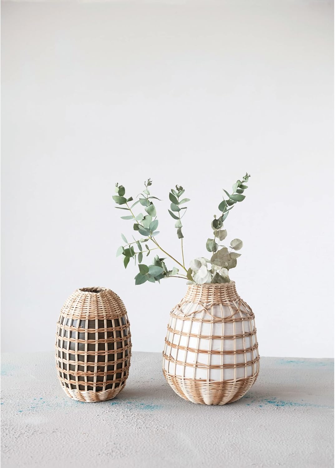 Creative Co-Op Decorative Hand-Woven Seagrass and Bamboo Wrapped Vase