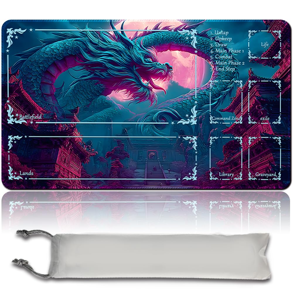 MTG Premium XXL Gaming Mat (60 x 35 cm) - High-Resolution Fantasy Design - Non-Slip Rubber Mat for TCG/CCG/MTG (with Zone, mtg50-10)