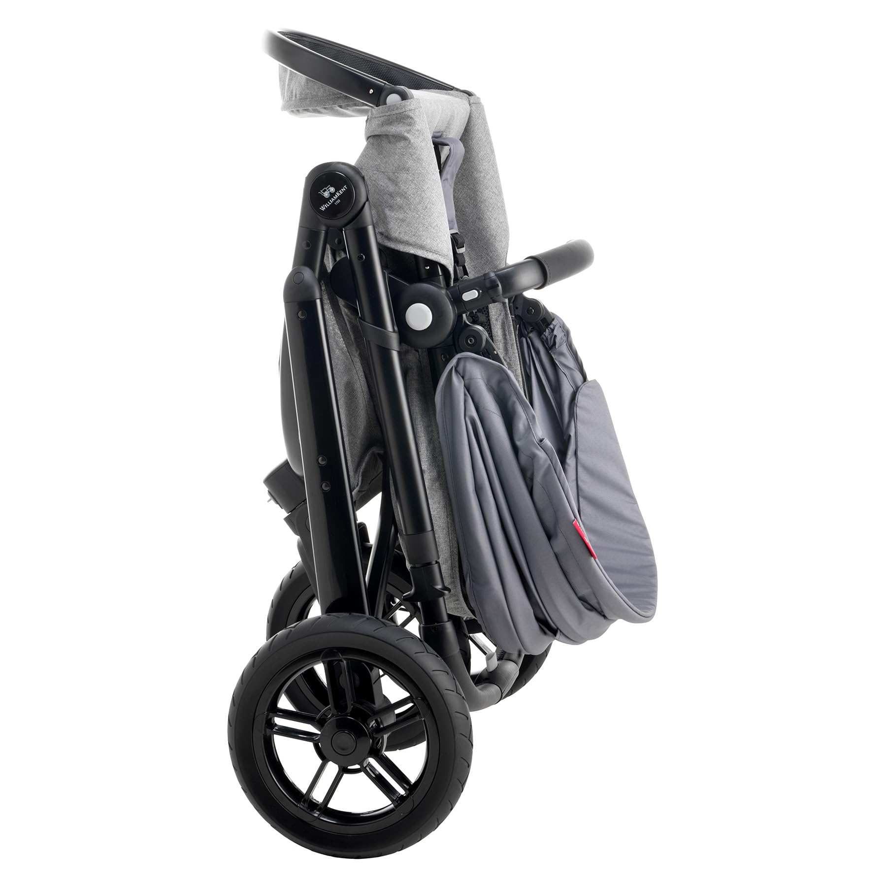 WILLIAM KENT 1733 Poussette 3 roues Phénix | Dès 6 mois et jusqu'à 15kg | Poussette bébé compacte et légère tout-terrain | Siège inclinable position allongé | Capote XL | Grand panier | Grey