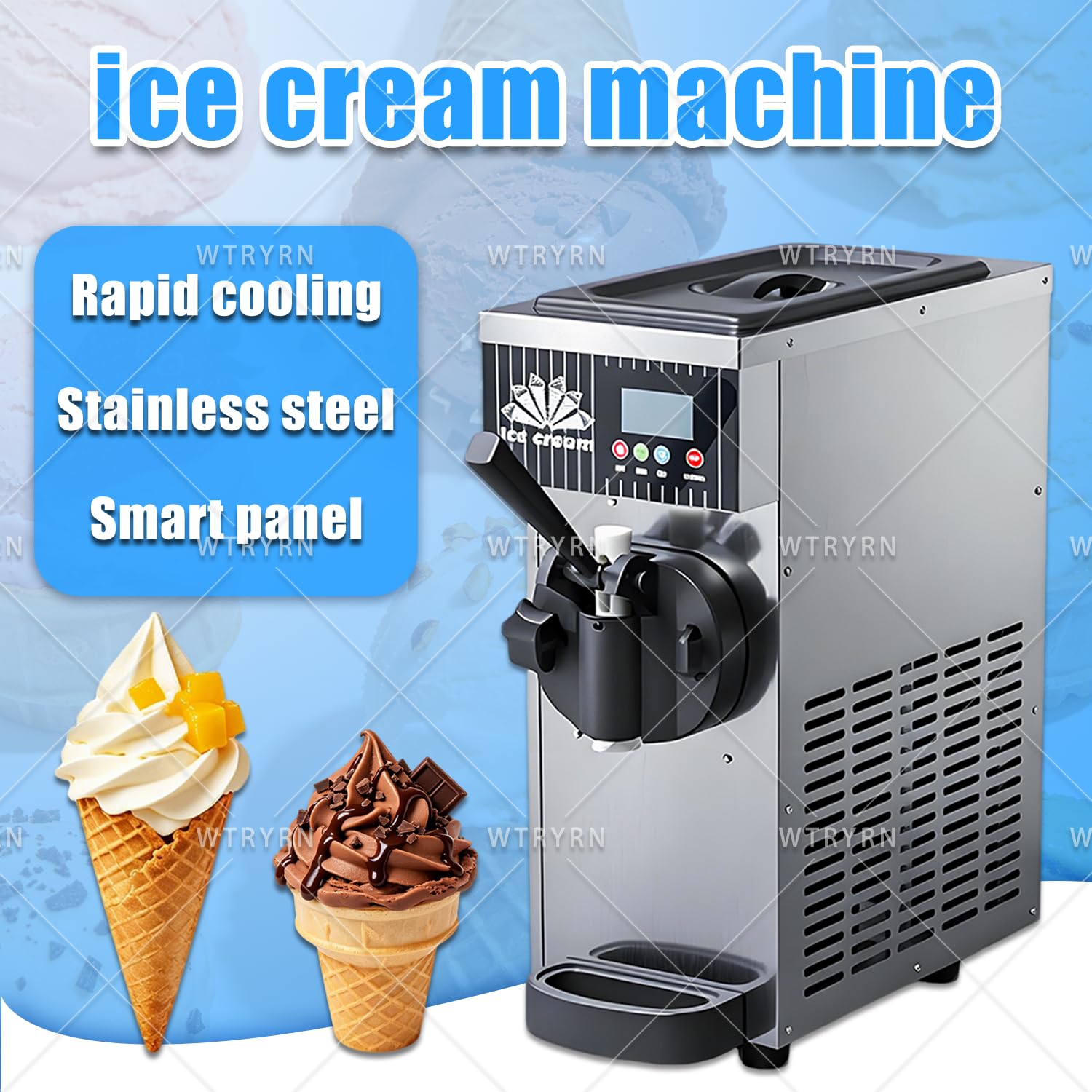 Soft Serve - Máquina comercial con control LCD, salida de alta eficiencia, ideal para el hogar, tiendas de postres y fiestas