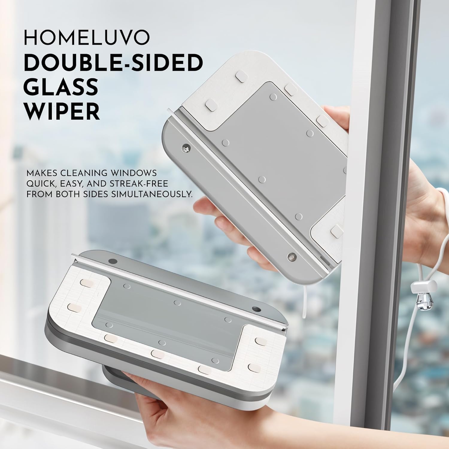 FLOITTUY Magnetic Window Glass Cleaner | Doublefaced Glass Cleaner | Double-Side Glazed Two Sided Wiper with 2 Extra Cleaning Cotton Squeegee Washing Equipment Household Magnet 4