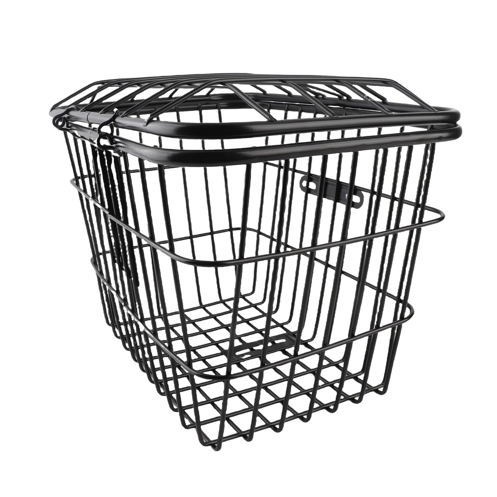 Generic Cestino per Bici Elettrica Cestino Portaoggetti Posteriore in Metallo di Grande capacità con Coperchio per Ciclismo e Shopping