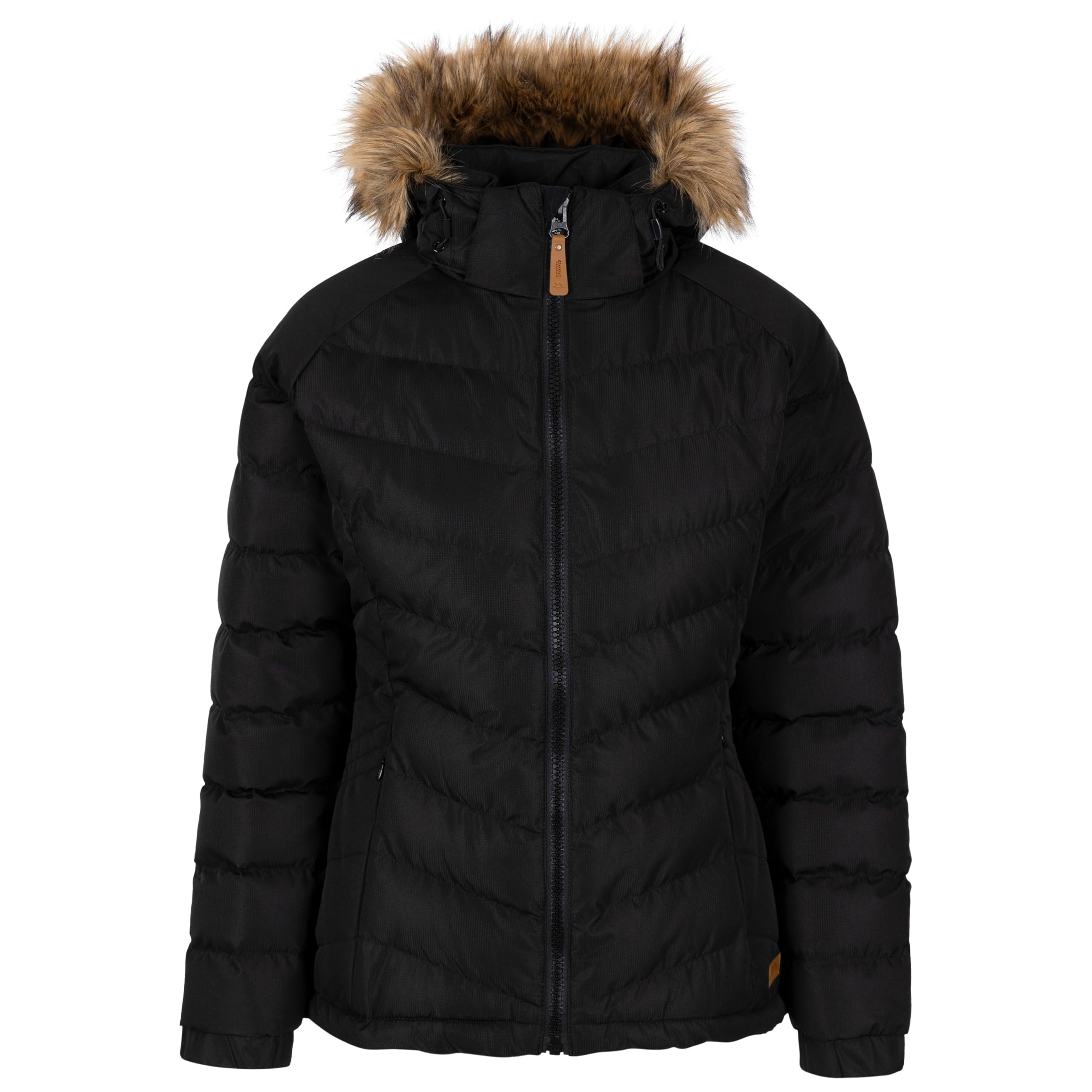 Trespass Women's Black / Black Padded Hooded Casual Jacket Zip Off Hood Nadina