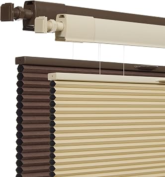 No Drill No Tools Cellular Shades for Windows, Top Down Bottom Up Honeycomb Blinds, Blackout Cordless Window Blinds for Indoor Windows, Easy to Install,Blackout-beige18 W X 36" H