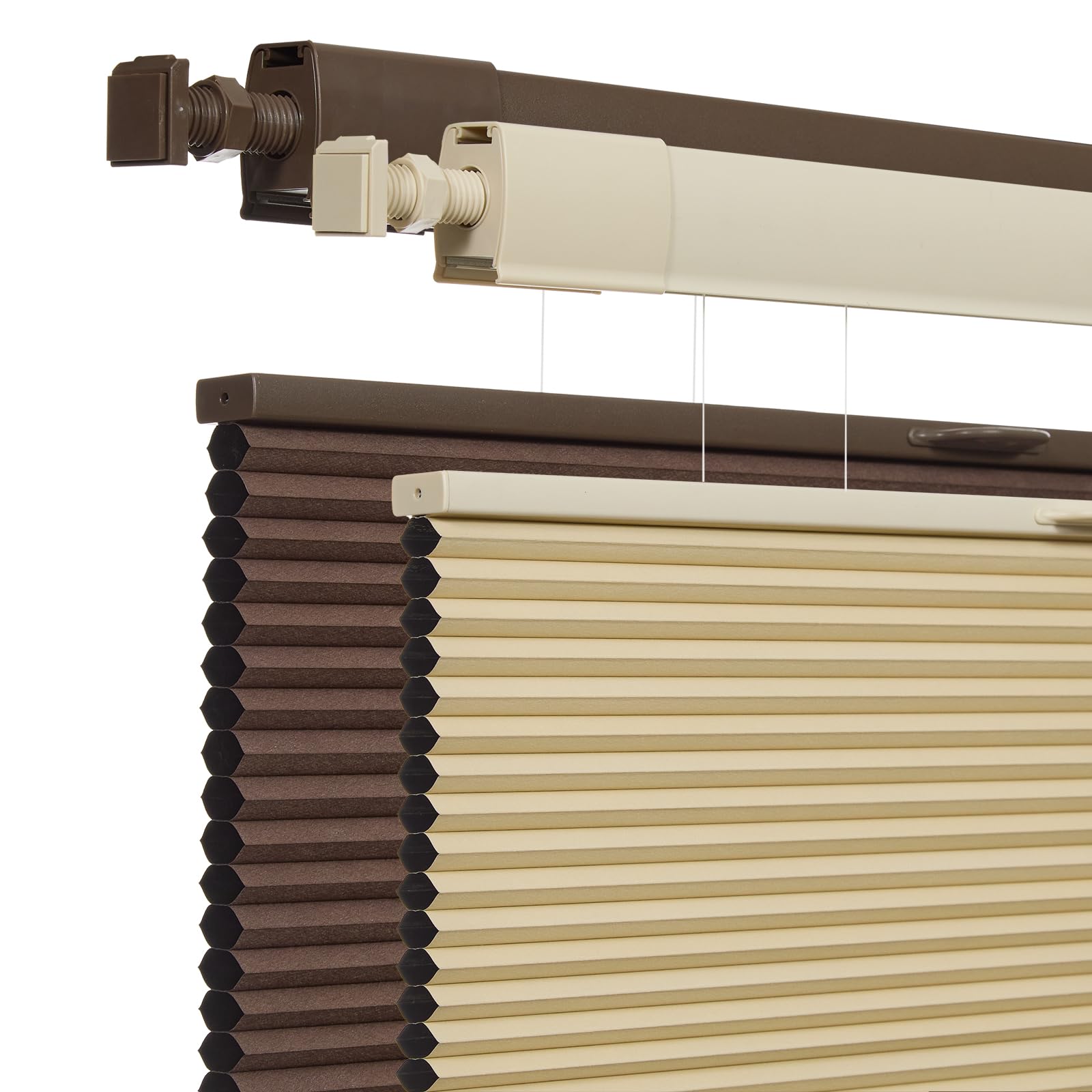no drill no tools cellular shades for windows, top down bottom up honeycomb blinds, blackout cordless window blinds for indoor windows, easy to install,blackout-beigecustom size