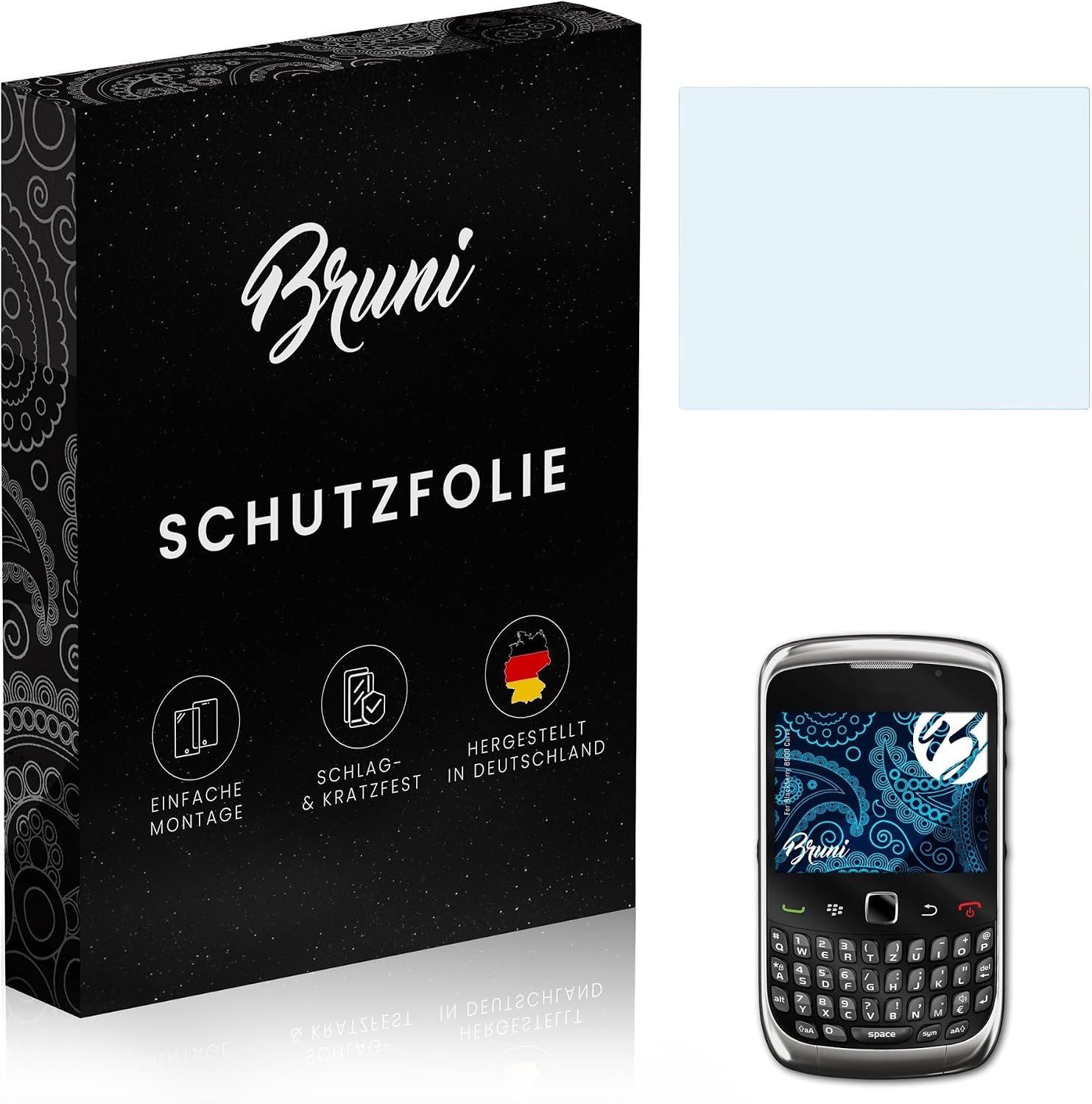 Bruni Screen Protector compatible with Blackberry 8900 Curve Protector Film, crystal clear Protective Film (2X)