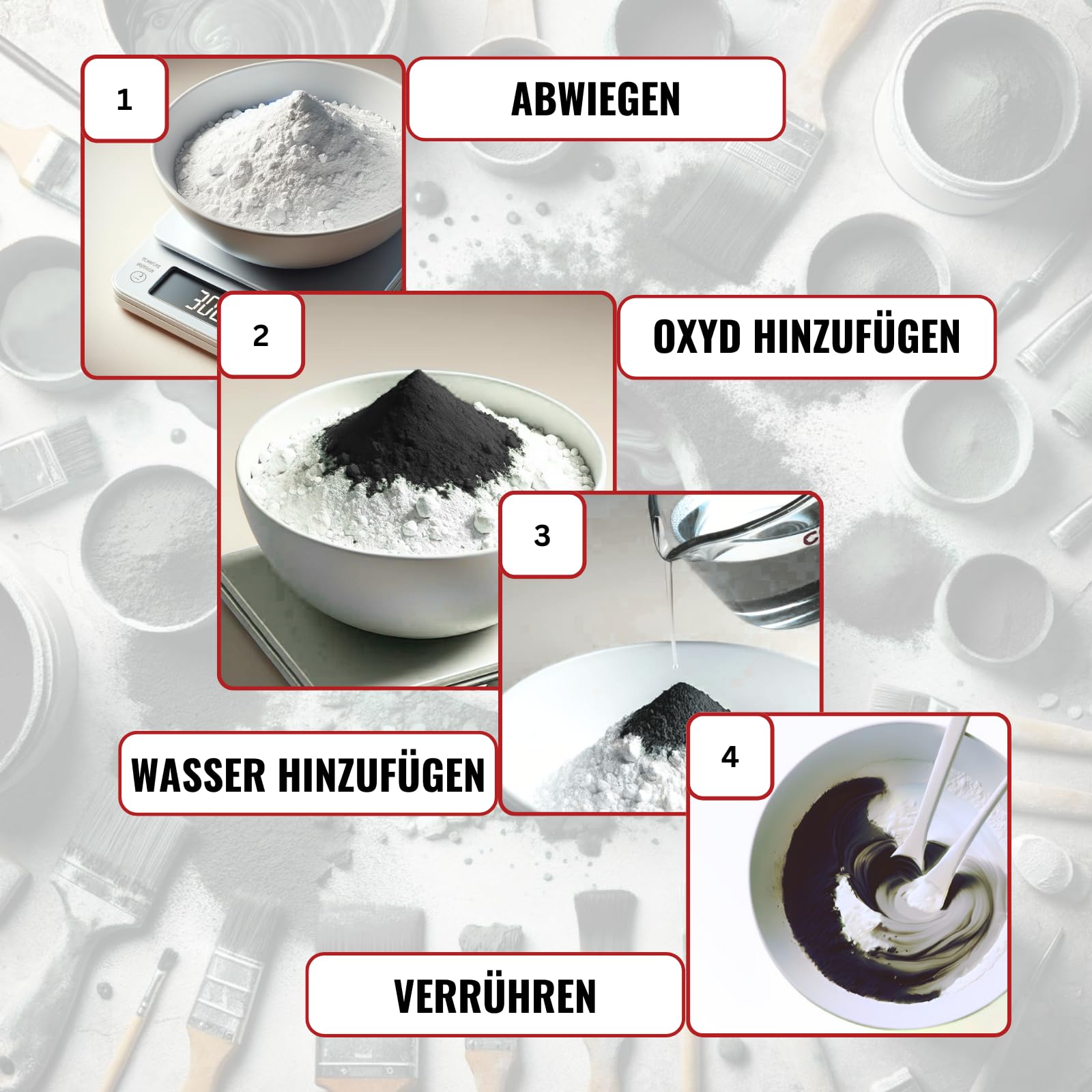 TFC - Pigmento colorato in ossido di colore nero – Polvere pigmentata ad alta copertura per colata in rilievo come xyrarock, gesso, resina epossidica e cemento, opaco, resistente alla luce e alle
