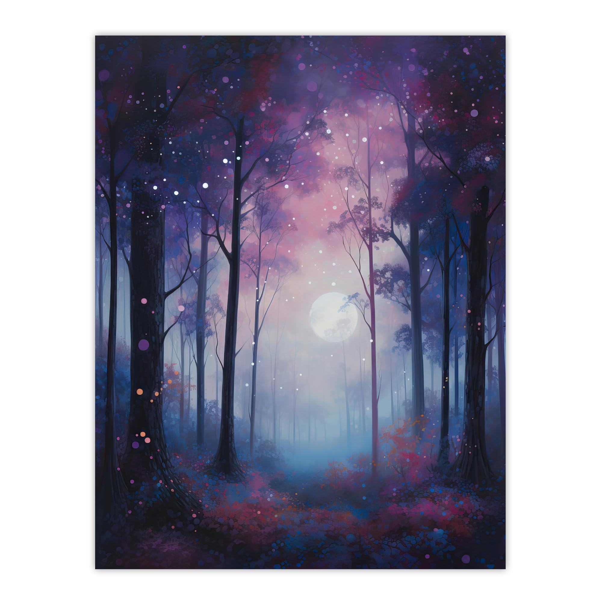 Enchanted Forest In Soft Moonlight Fantasy Landscape Wall Art Poster Print