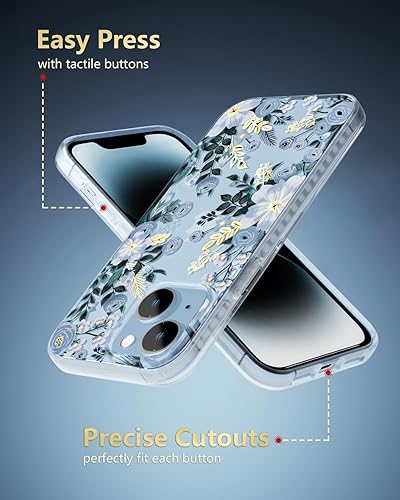 Miniatura 9 de Funda para iPhone 14 Plus con diseño floral de Nemophila azul, bonita funda transparente para teléfono para mujeres y niñas protección contra caídas