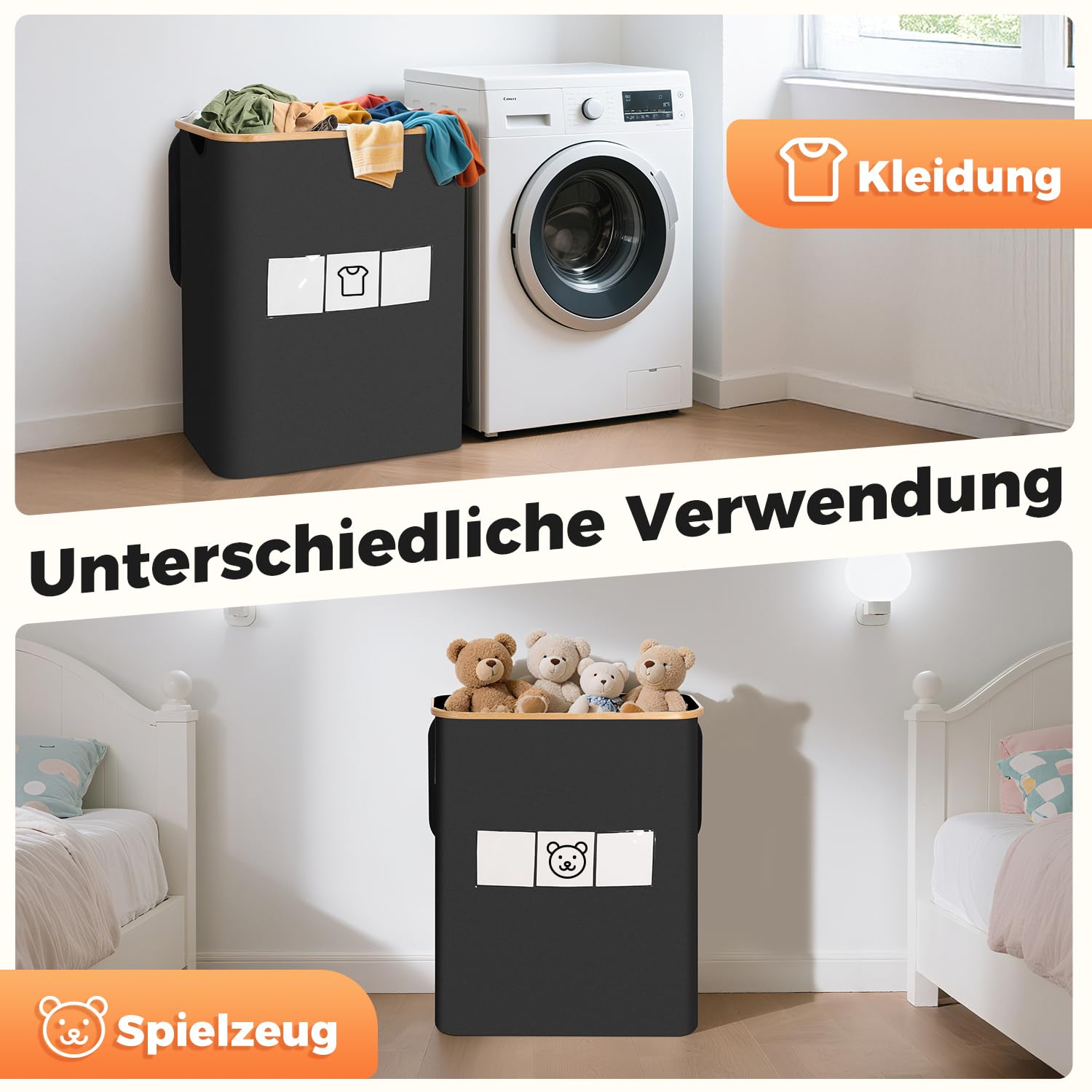 OUSFOT Pfandflaschen Sammelbehälter, 170L Schwarz Pfandflaschen 3 Fächer Leergut Sammelbehälter Pfandflaschen Behälter Geeignet für Küche