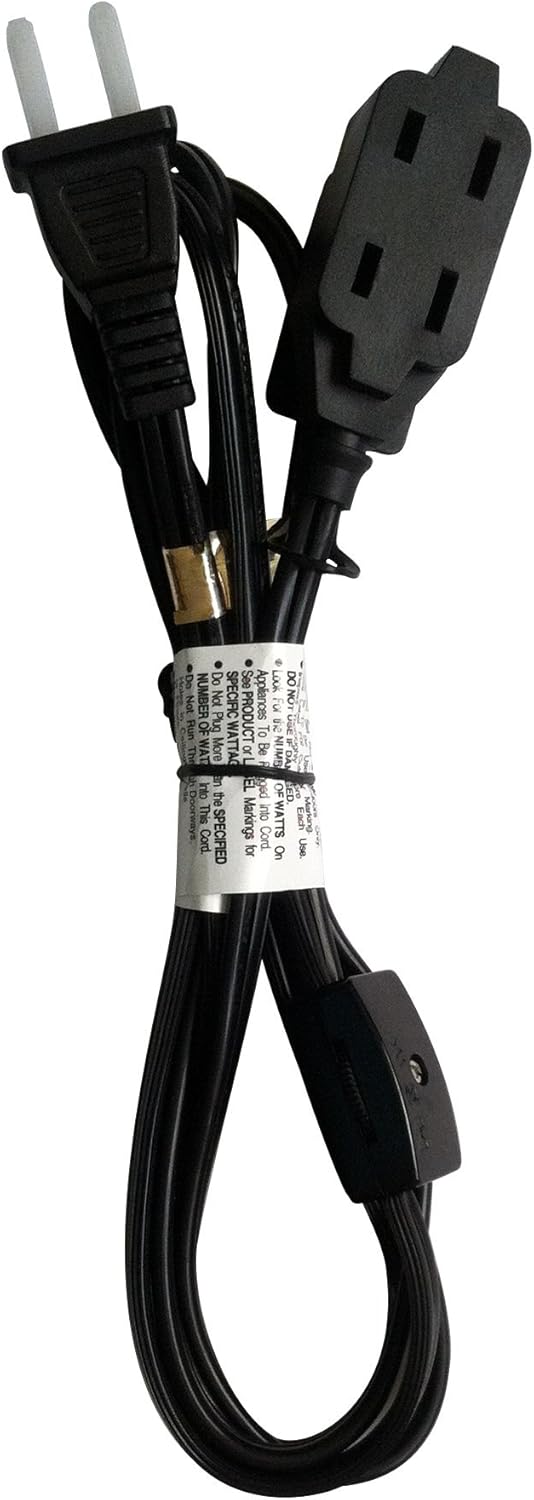 6-feet 16/2 Household Extension Cord with Thumb Wheel On/Off Switch Black