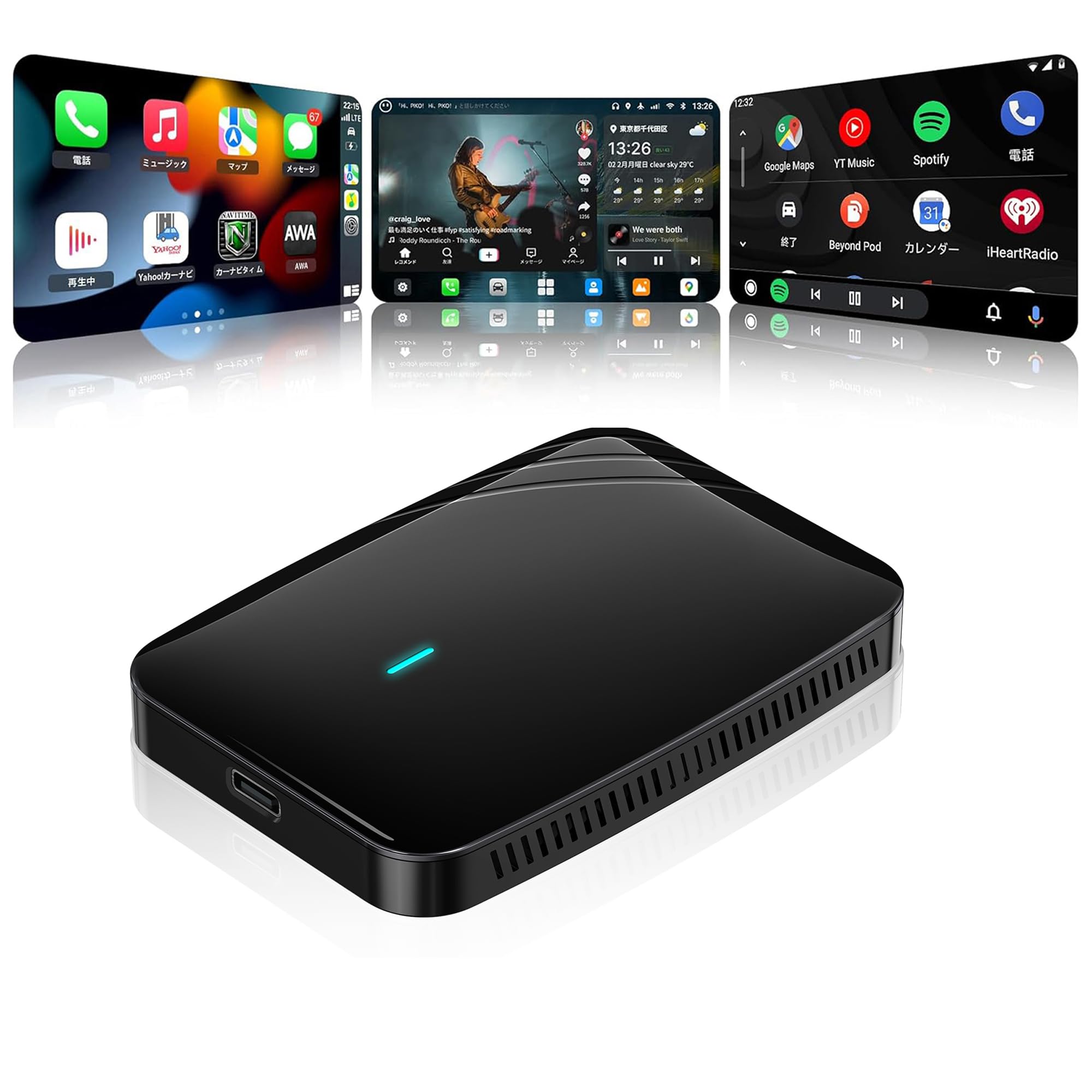 Carplay Wireless Adapter, AI Box Android Auto für YouTube/Netflix, 4+32GB | Drivechat AI, Doppel-WIFI, Bluetooth-Schloss, Unterstützung für drahtlose Carplay / Android