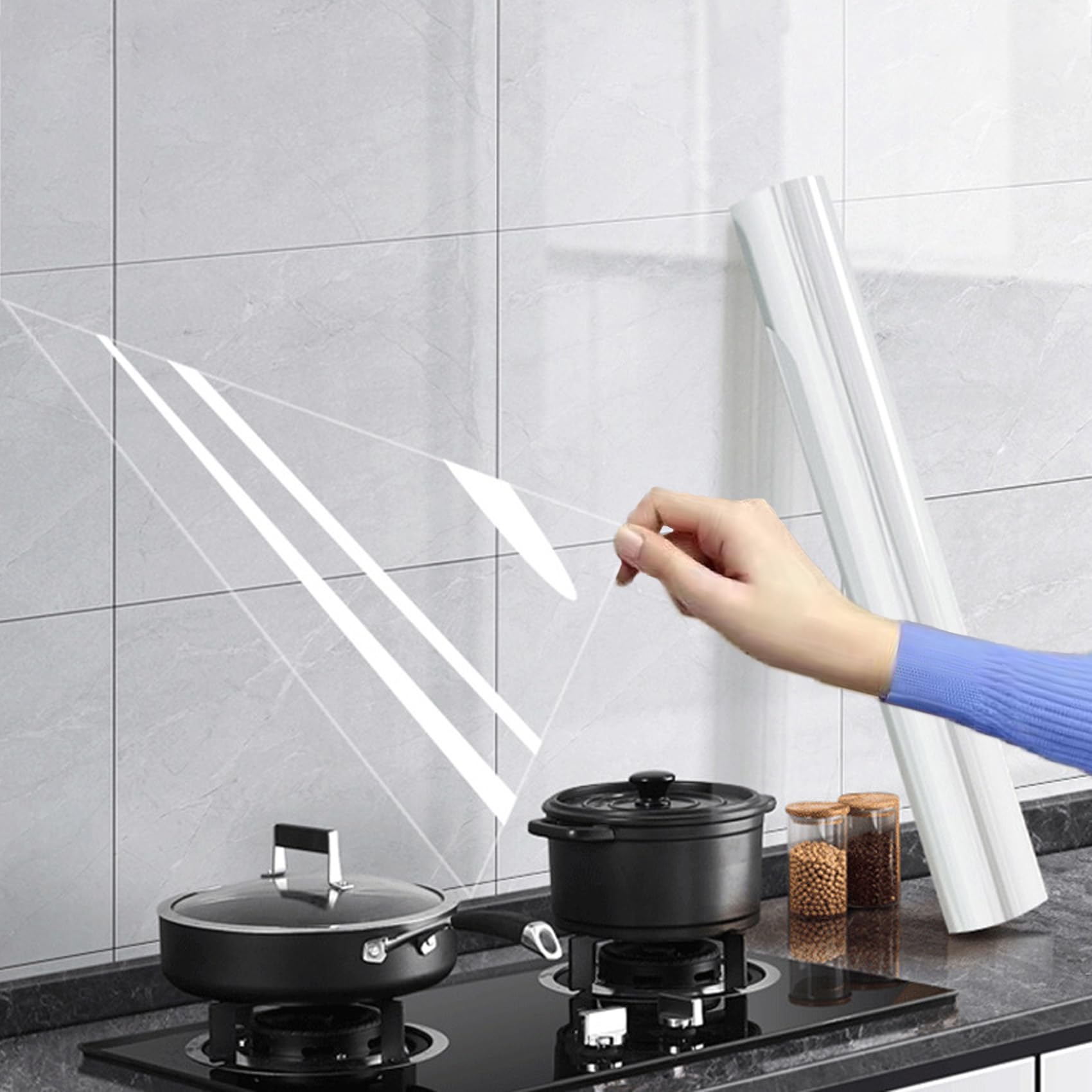 Film plastique transparent électrostatique pour livres et murs de cuisine