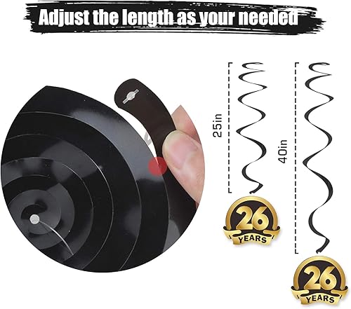 Miniatura 489 de LINGTEER Happy 65th Birthday Decorations Set - 12Pcs Black & Gold Swirls Streamer,Happy Birthday Bunting Banner,Cheers to 65 Years Old Bday Party