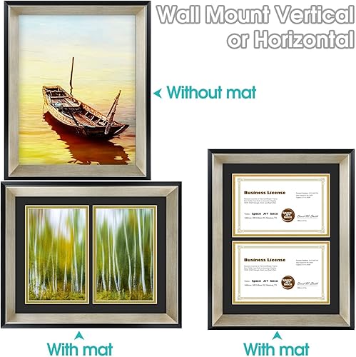 Miniatura 4 de Space Art Deco, Marco de fotos de 11 x 14 pulgadas con 2 aperturas para dos licencias comerciales de 5.5 x 8.5 pulgadas con paspartú o marco de 11 x