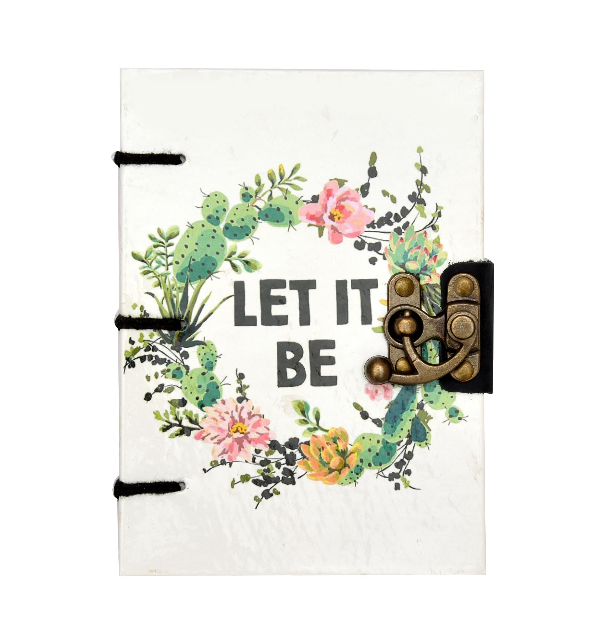 The Vintage Journal Let It Be Print Diary With 100% Recycled Handmade Paper Regular Diary Un-Ruled 144 Pages