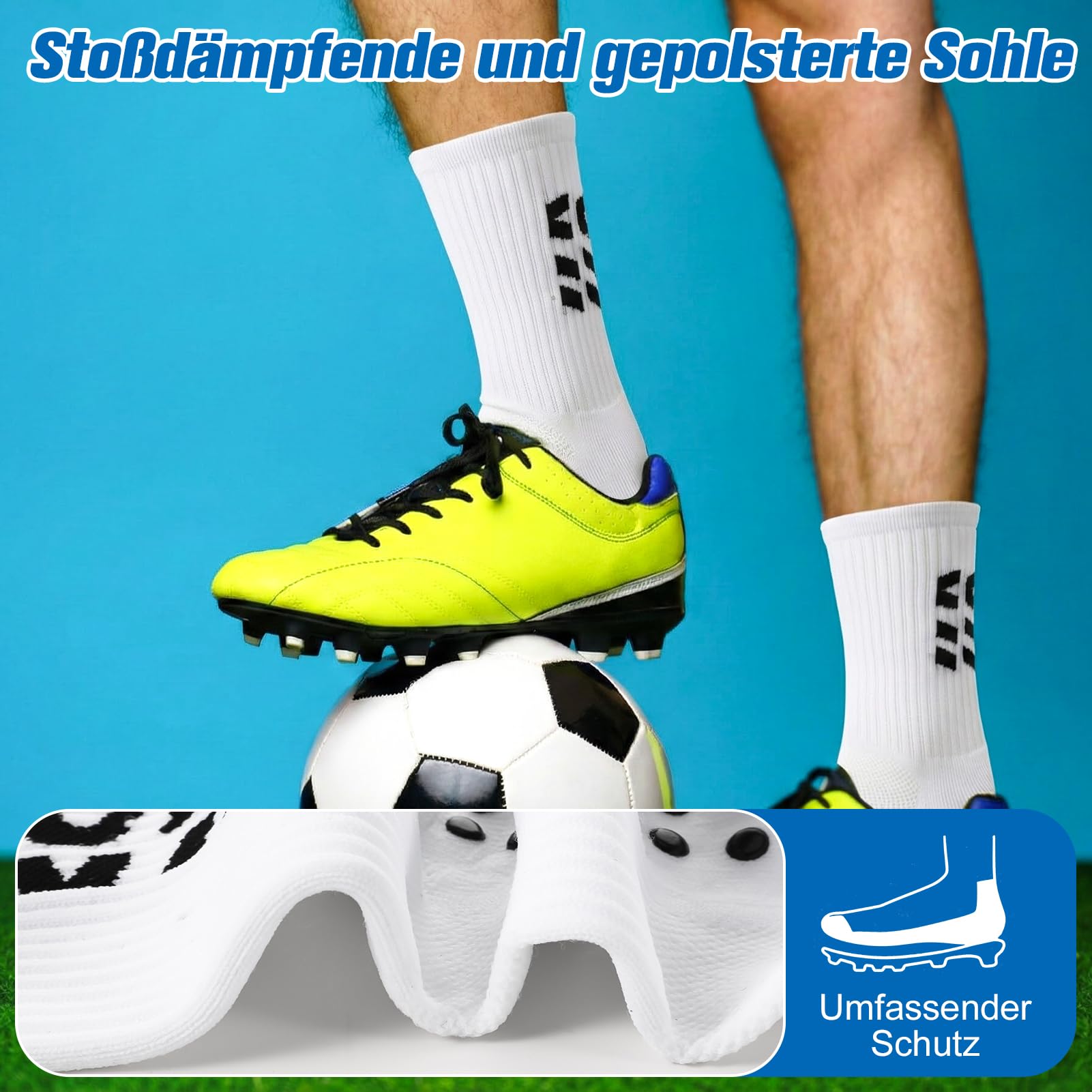 Utensilsto 3 Paar Aniti-Rutsch Fußballsocken für Herren Fussball Socken Mit Gummipunkten für Basketball Laufen Tennis Pilates