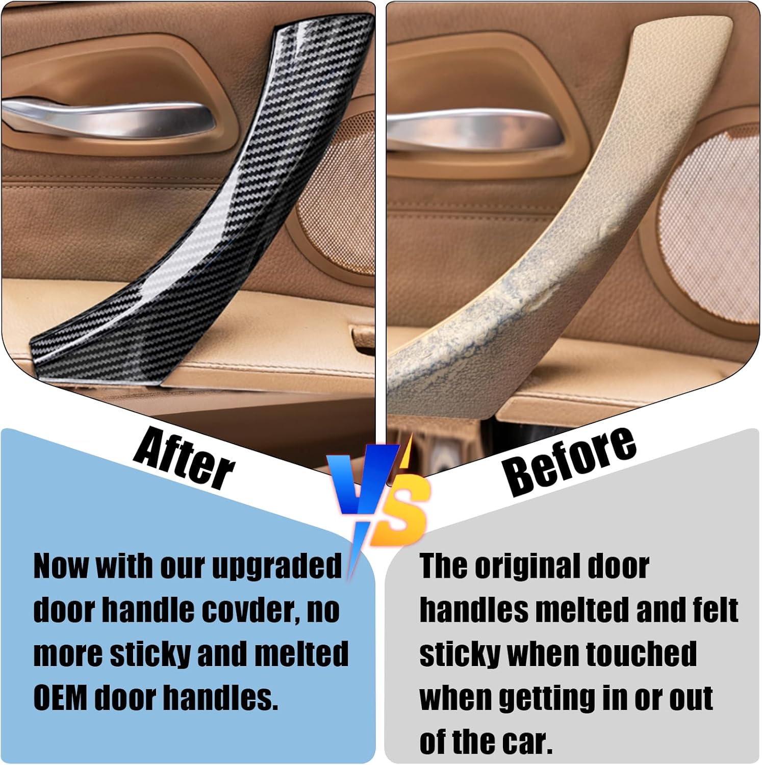 Compatible with BMW 3 Series Door Handle Covers E90/E91/E92/E93 2004-2011,6PCS Left Right Passenger Interior Door Pull Handle for 318i,320i,323i,325i,328i,330i,335i(Carbon Fiber Pattern)