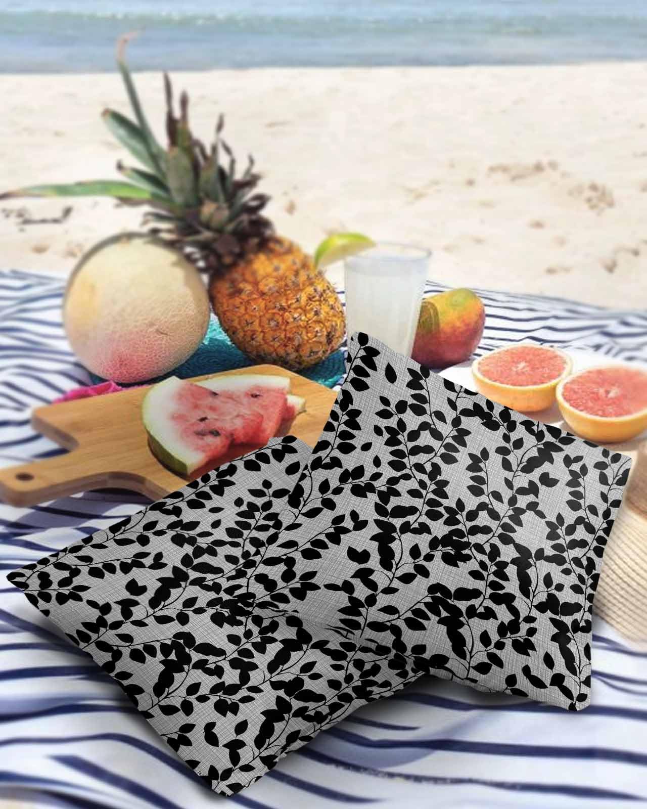 Edwiinsa Botanical Leaves Outdoor Pillow Covers Waterproof,All Weather Cushion Case Set of 2 Decorative Pillowcases for Sofa Couch Bed Decor Patio Furniture 24