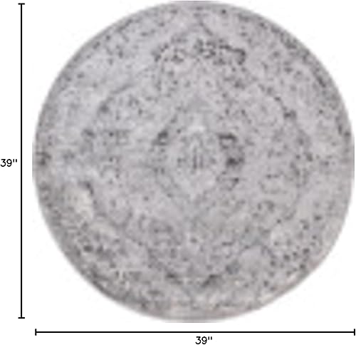 Miniatura 2 de Unique Loom Portland Collection Astoria - Alfombra redonda de 3 pies y 3 pulgadas, color gris y marfil