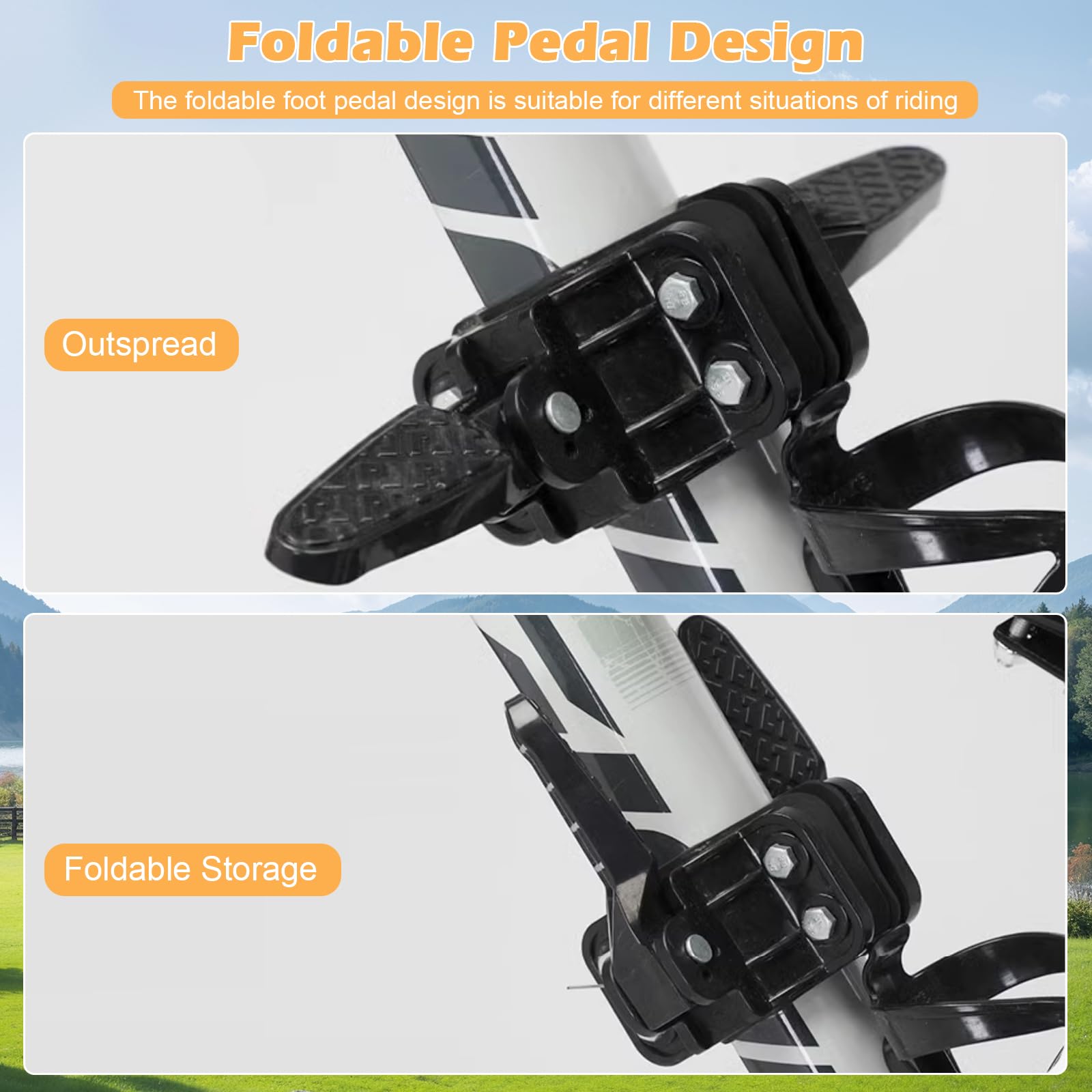 Asiento de Bicicleta para Bicicleta de Montaña,Silla de Bicicleta Delantera con Reposapiés y Asa para Niños, Ultraligero, Portátil, Plegable, Sin Montaje Herramientas