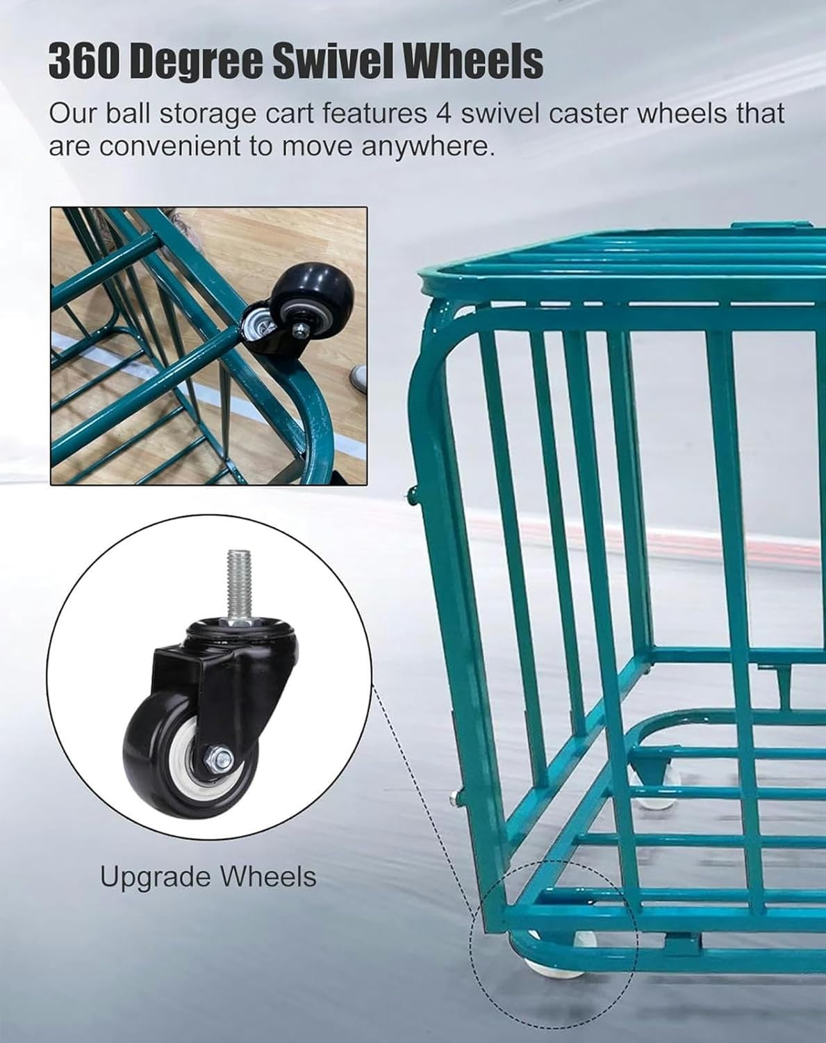 Commercial Large Ball Cage Ball Storage Cart with Wheels, Foldable Rolling Sports Equipment Organizer Soccer Bin for School Stadium~/