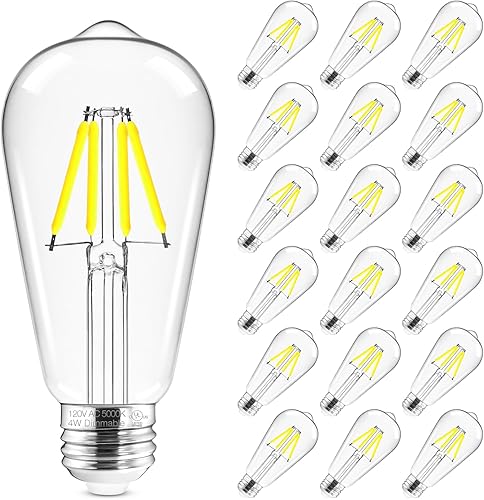 Miniatura 20 de Hizashi - Bombillas LED Edison de estilo vintage regulables, 4W equivalente a 40W, 5000K luz diurna, bombillas LED con base E26, 450LM, alta