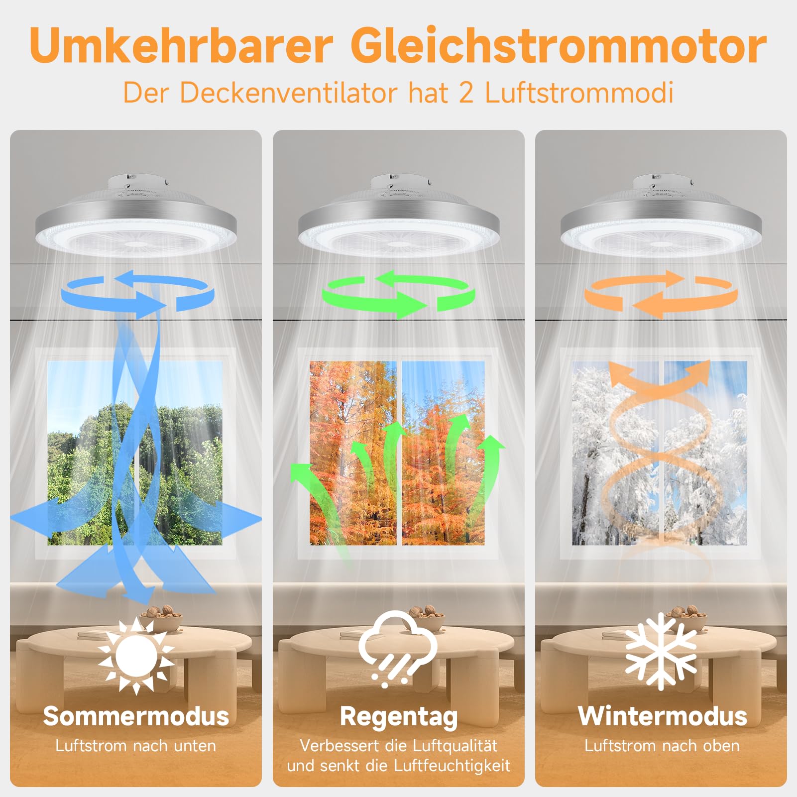 Ventilatore Da Soffitto Con Luce LITGLOBE 50 Cm - Telecomando E APP, 6 Velocità, Reversibile, Dimmerabile