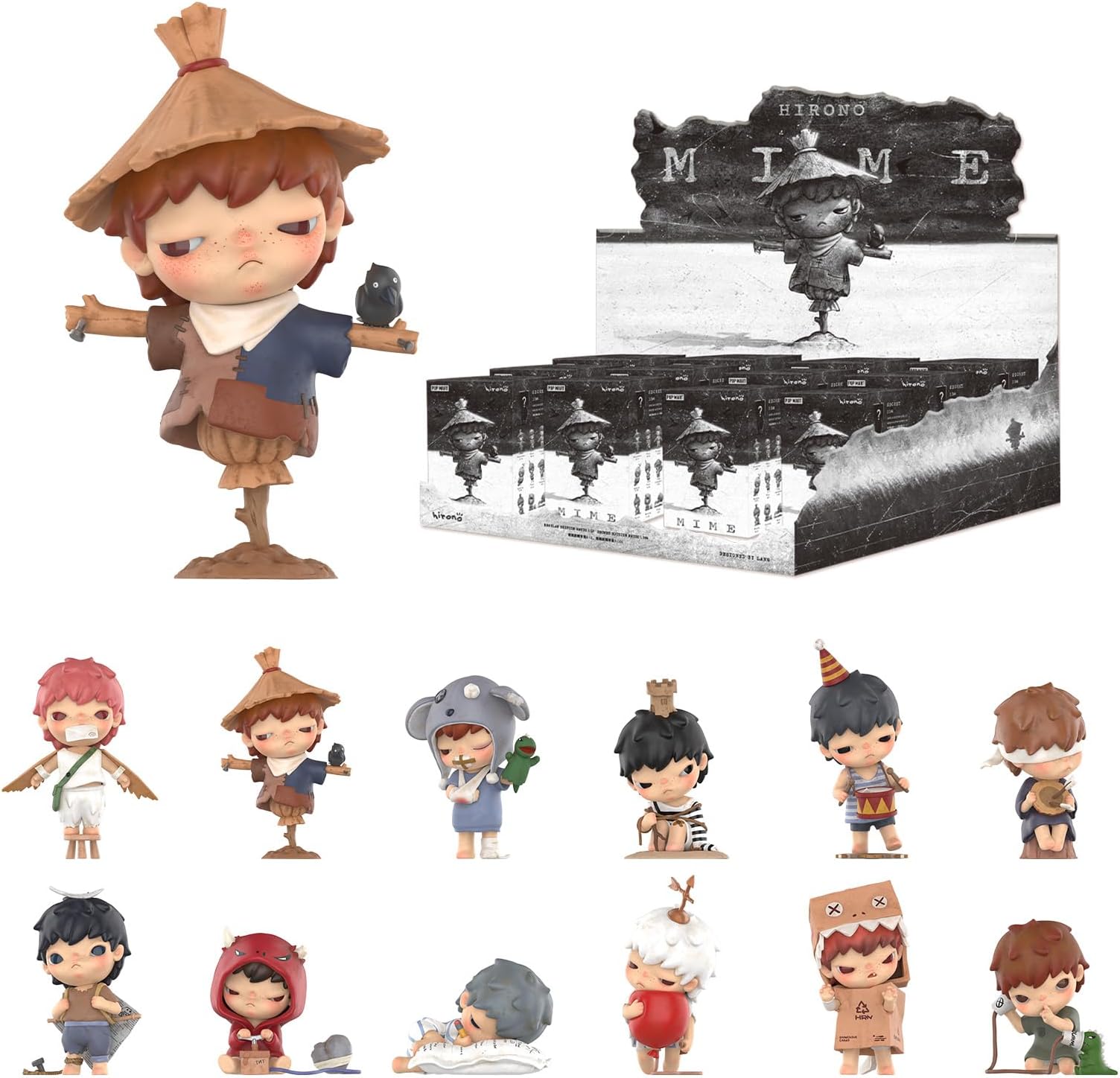 POP MART Hirono Mime Series Figures, 12PCs Hirono Blind Box Figures, Random Design Action Figures Collectible Toys Home Decorations, Holiday Birthday Gifts for Girls and Boys, Whoel Set