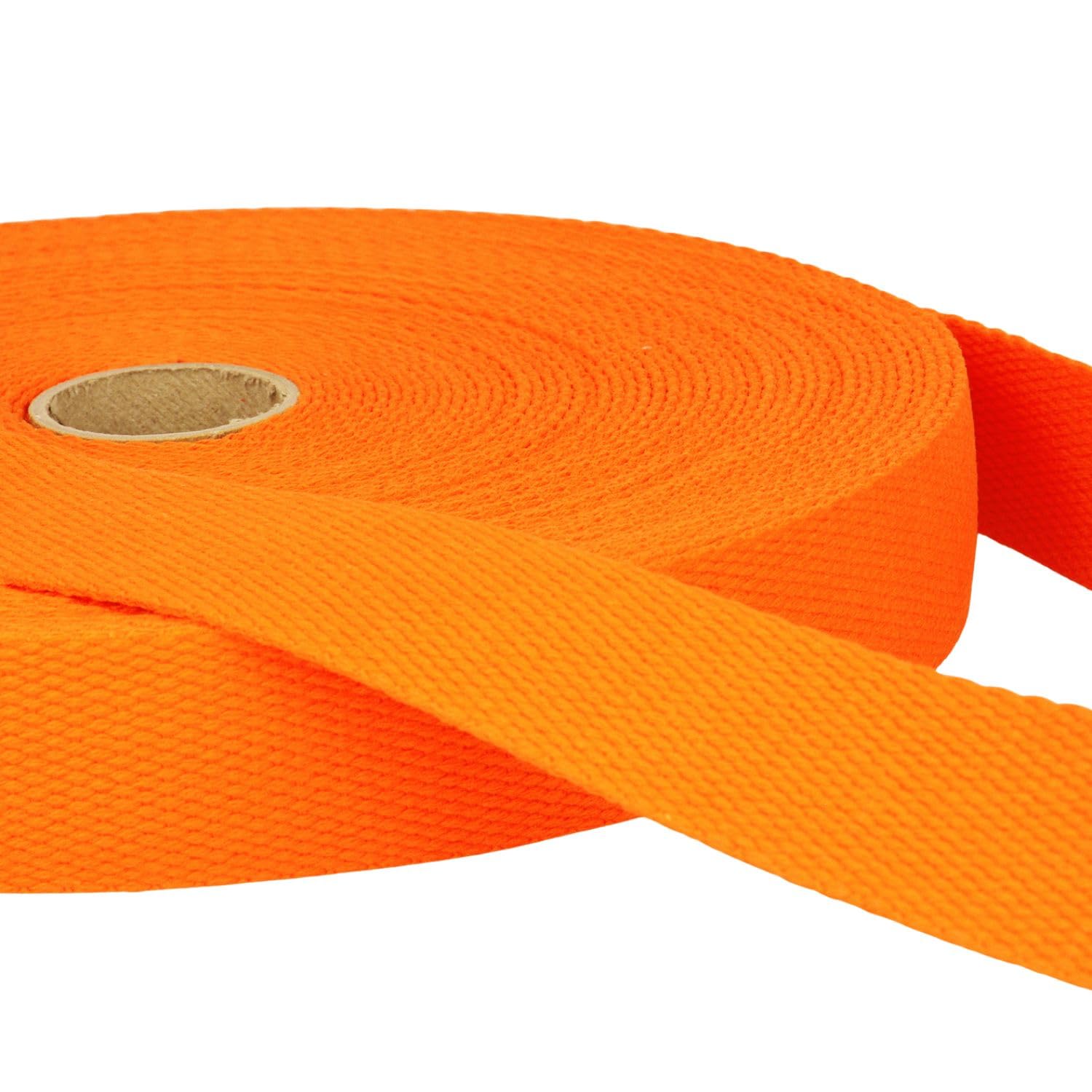2 Metres Orange Heavy Duty Cotton Webbing, 25mm Wide Strong Thick Firm Strap, Machine Washable 30°C, Perfect for Bag Handles, Tote Straps, Belts, Pet Leads, Repairs & Crafts by Giddy Square