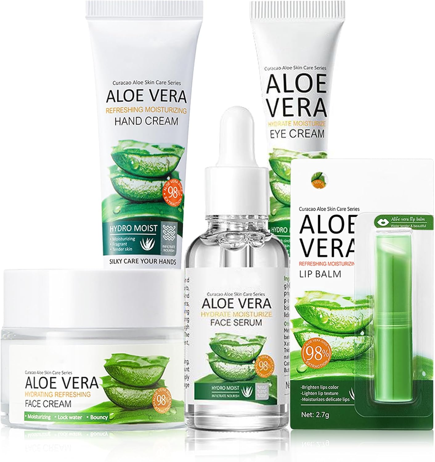 Skincare Gift Set For Teenage Girls, 5Pcs Aloe Vera Skin Care Kits for Teenage Girls Gift Set, Including Eye Cream, Face Serum, Face Cream Hand Cream and Lip Balm for Hydrating Travel Kit