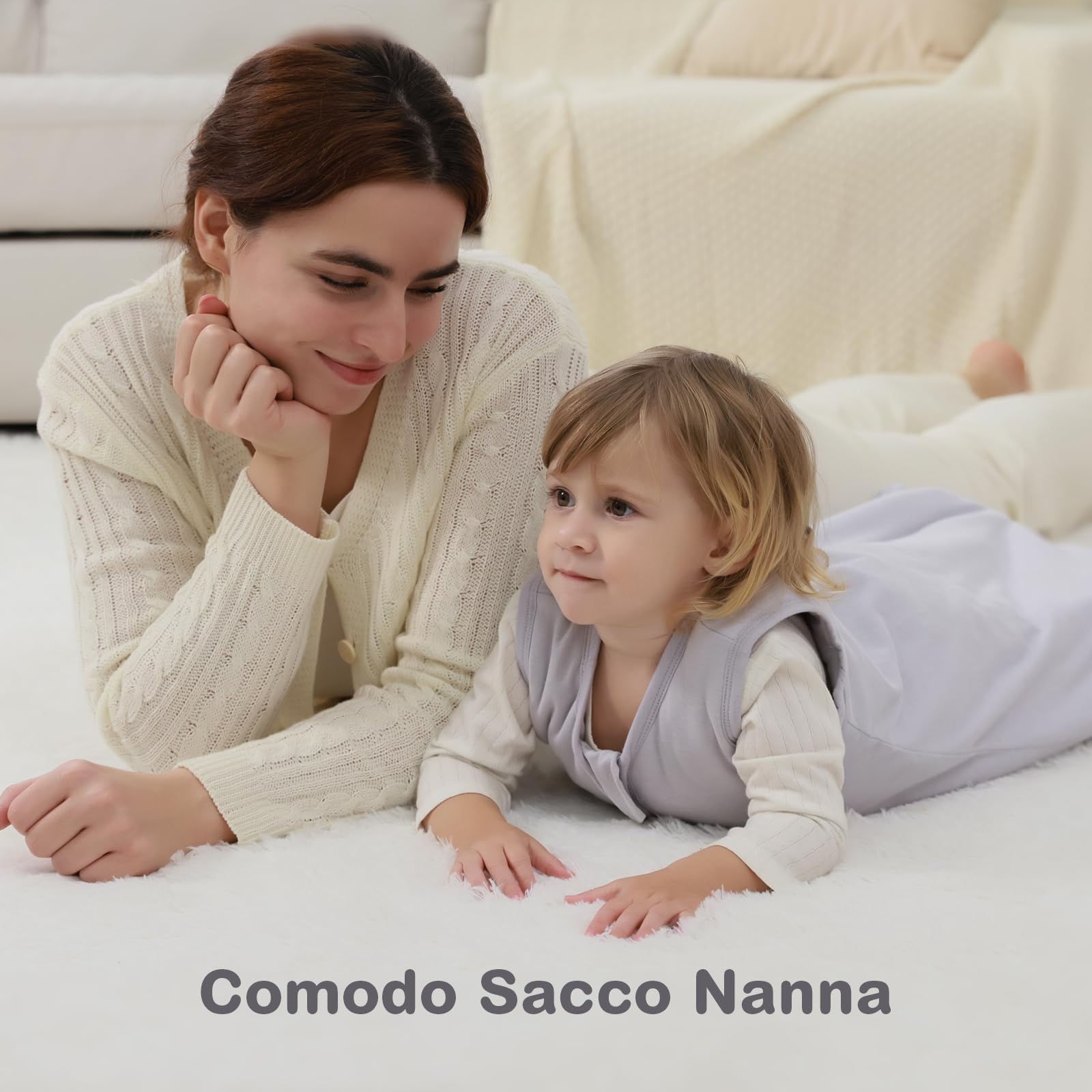 Mosebears Sacco nanna invernale per bambini, 2,5 Tog, 100% cotone, per diverse misure dalla nascita fino all'età di 24 mesi (Light Grey, 18-24 mesi)