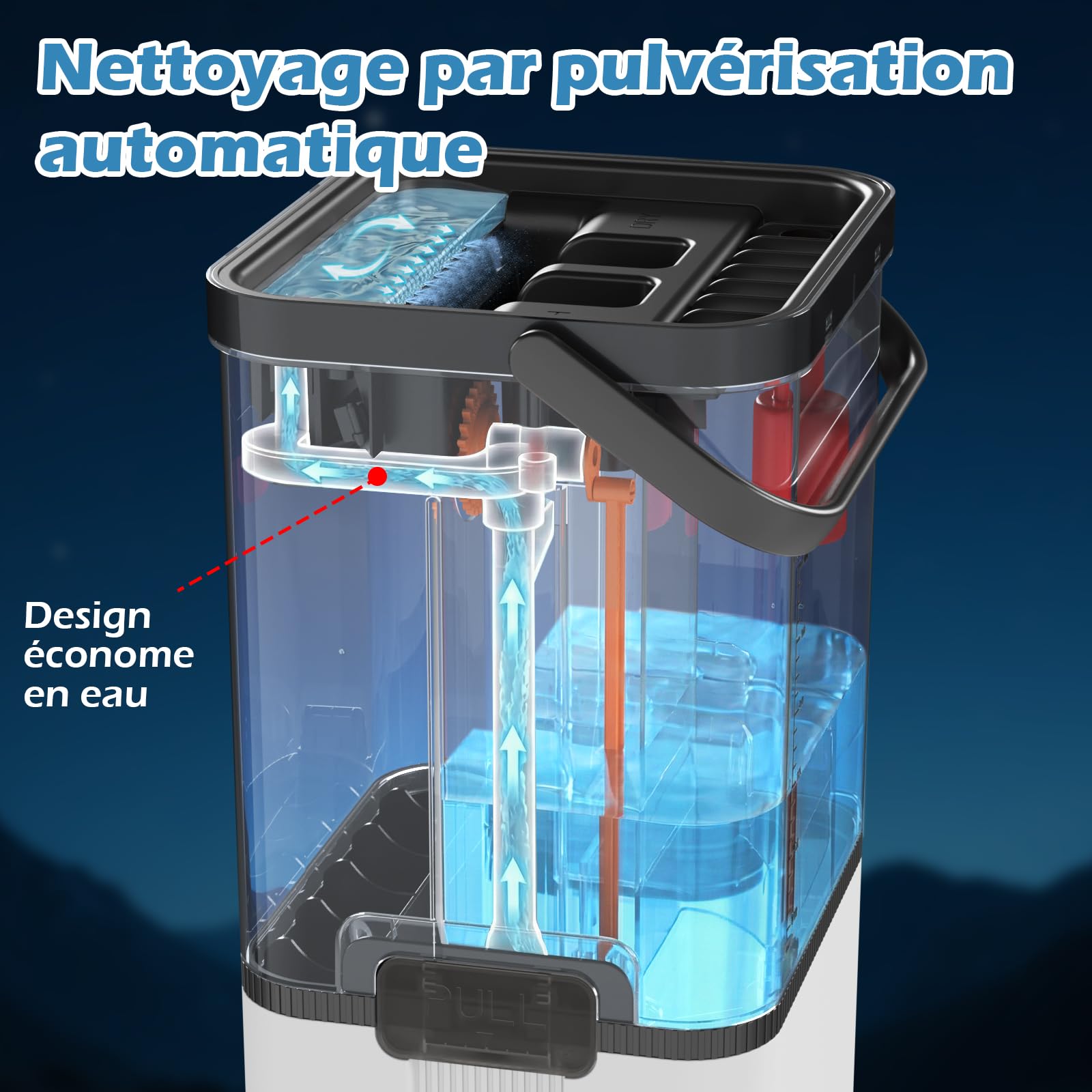 Masthome Balai Serpillère Plate Double Réservoir Eau Propre et Sale